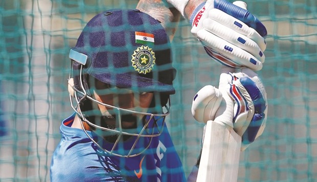 Indiau2019s captain Virat Kohli bats in the nets in Bangalore yesterday.