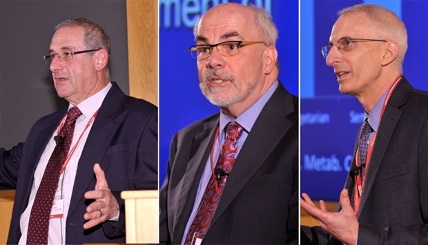 Dr Graham Buirski (L), Dr John E Nestler (C) and Dr James D Lewis (R) speak at the Grand Rounds.