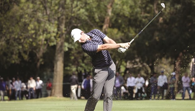 Rory McIlroy of Northern Ireland plays a shot from the fairway on the eighth hole during the second round of the World Golf Championships Mexico Championship at Club De Golf Chapultepec on Friday.
