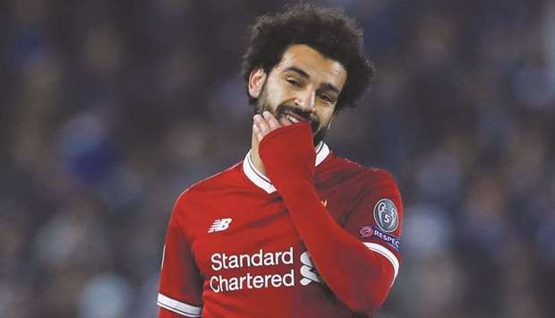 Liverpoolu2019s Mohamed Salah during the Champions League match against FC Porto at Anfield, Liverpool, on March 6, 2018. (Reuters)