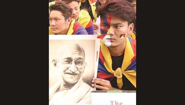Tibetan activists stage a demonstration on the 60th anniversary of the Tibetan uprising against Chinese rule, in Bengaluru yesterday.