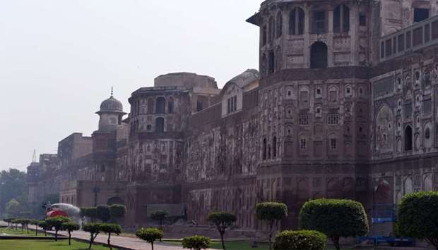 The historic Mughal-era Lahore Fort in the Pakistani city of Lahore.