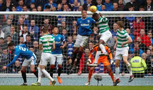 Rangersu2019 Bruno Alves in action with Celticu2019s Moussa Dembele during the Scottish Premiership match. (Reuters)