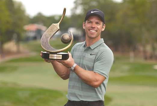 Paul Casey poses with the trophy after winning the Valspar Championship golf tournament on Sunday. PICTURE: Jasen Vinlove-USA TODAY Sports