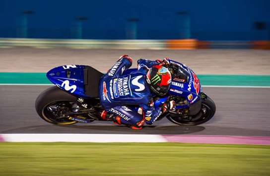 Yamaha rider Maverick Vinales in action during the first day of MotoGPu2019s final 2018 pre-season test at Losail yesterday.