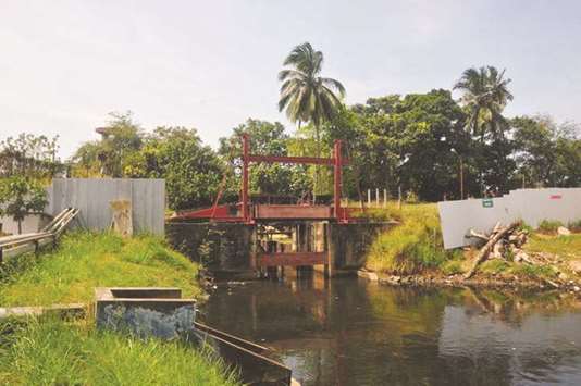 A view of flood gates in Colombo on canals connected to the Kelani River.