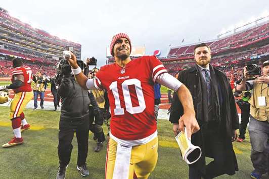 San Francisco 49ers signed quarterback Jimmy Garoppolo (centre) to a five-year, $137.5mn contract last month. (TNS)