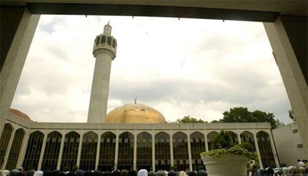 London's Central Mosque in Regents Park is pictured during Friday prayers.