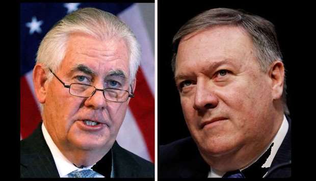 A combination photo shows US Secretary of State Rex Tillerson(L) and Central Intelligence Agency (CIA) Director Mike Pompeo.