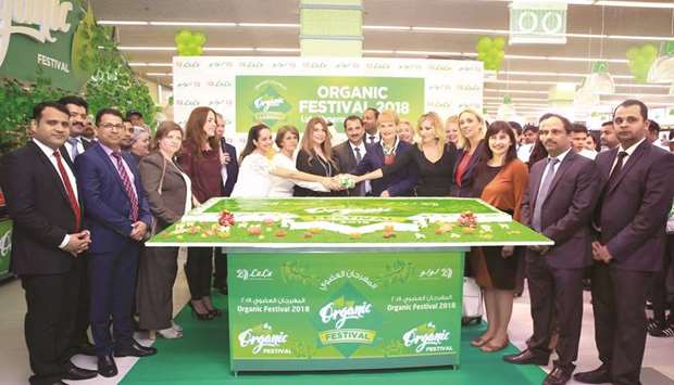 Dignitaries and officials at the inauguration of the Organic Festival at LuLu Hypermarket u2014 Al Messila.