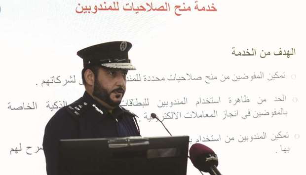 Brigadier Abdul Rahman Ali al-Maliki, Asst Director of the General Directorate of Information Systems speaking during the seminar.