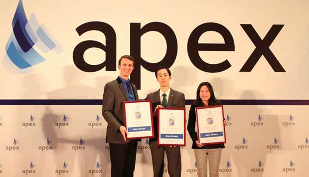 Four awards were presented to Qatar Airways at APEX Passenger Choice Awards ceremony in Shanghai yesterday, where the airline also received a u20182018 Five-Star APEX Official Airlineu2019 rating.