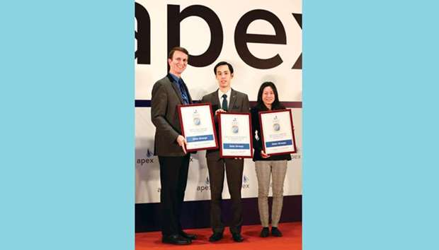 Four awards were presented to Qatar Airways at APEX Passenger Choice Awards ceremony in Shanghai yesterday, where the airline also received a u20182018 Five-Star APEX Official Airlineu2019 rating.