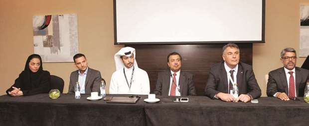 From left: Ooredoo director of PR and corporate communications Manar Khalifa al-Muraikhi; assistant director, managed & ICT services Rok Libnik; Aspire Academy head of educational & sport IT services Nasser al-Marri; Jaidah Group CIO Saji Oommen, and SAP Qatar country manager Fokion Angelopoulos answer questions from reporters at the event. PICTURE: Nassar TK