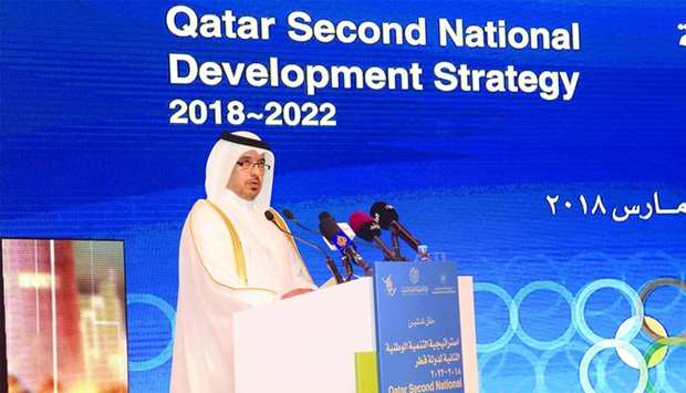 HE the Prime Minister and Minister of Interior Sheikh Abdullah bin Nasser bin Khalifa al-Thani unveils Qatar's second five-year plan in Doha. PICTURE: Thajudheen