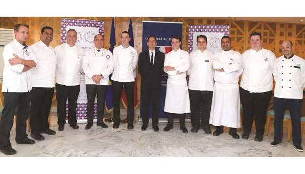 French ambassador Eric Chevallier (centre) with chefs from eight restaurants participating in Gout de/Good France 2018. PICTURE: Jayan Orma