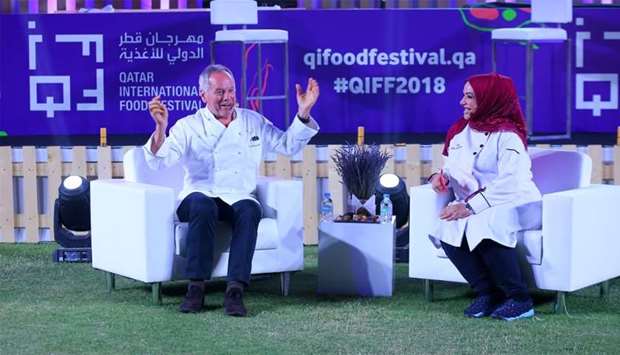 Wolfgang Puck and Aisha al-Tamimi at the QIFF 2018 opening at the Hotel Park. PICTURE: Ram Chand