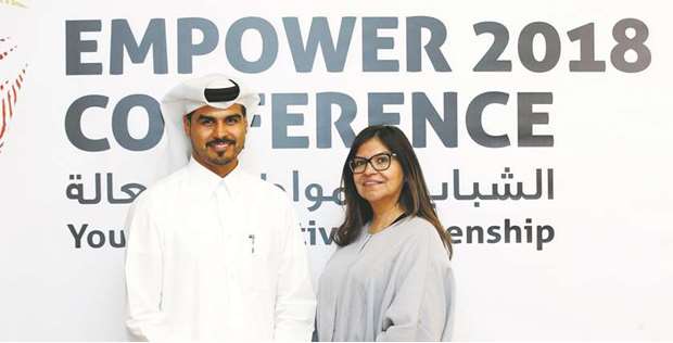 Salman Nasser al-Khanji and his mother Margarita at the venue of the Empower Conference yesterday. PICTURE: Jayaram