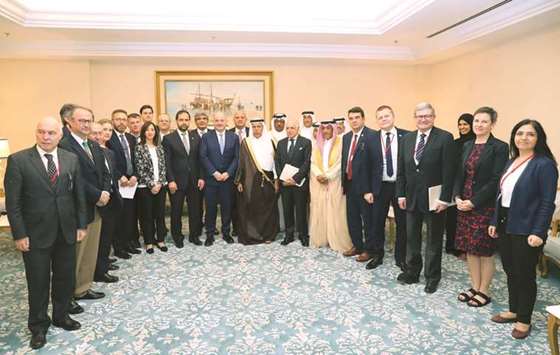 HE the Speaker of the Advisory Council Ahmed bin Abdullah bin Zaid al-Mahmoud with a delegation from North Atlantic Treaty Organisation (Nato) Parliamentary Assembly in Qatar.