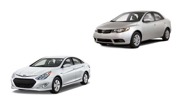 The US National Highway Traffic Safety Administration said it was reviewing 425,000 2012-2013 Kia Forte and 2011 Hyundai Sonata cars.