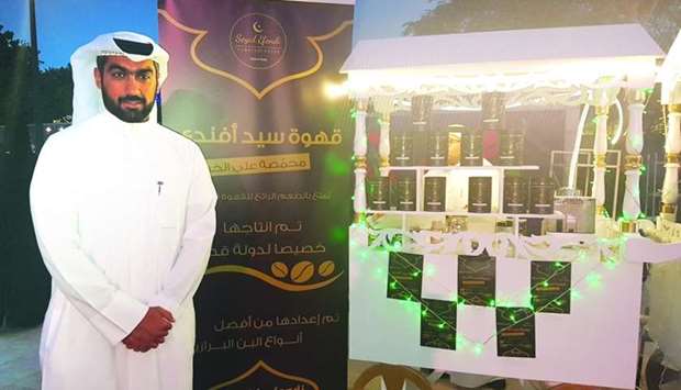 Faisal Abdulaziz Ali at his stall at QIFF's Coffee Zone. PICTURE: Joey Aguilar