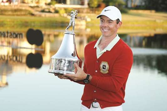Rory Mcllroy holds the championship trophy after winning the Arnold Palmer Invitational golf tournament at Bay Hill Club & Lodge in Florida. PICTURE: Reinhold Matay u2013 USA TODAY Sports