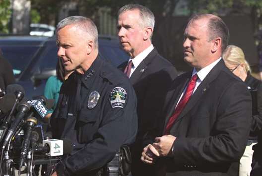 Austin police chief Brian Manley speaks at a press conference in Austin yesterday.