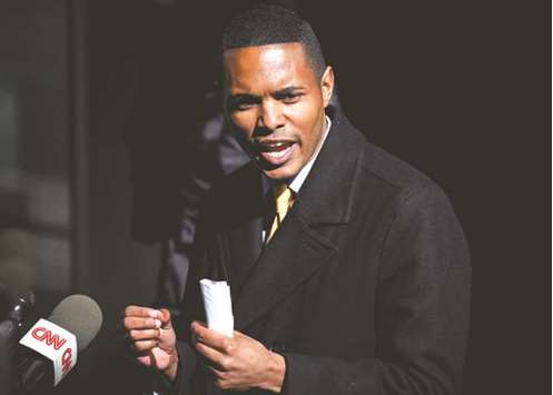 Bronx City Councilman Ritchie Torres speaks during a news conference in New York yesterday.