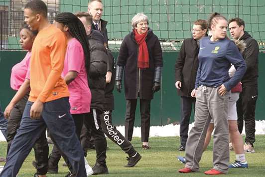 Prime Minister Theresa May visits the u201cStreet League at People Plusu201d employment charity in Birmingham yesterday. The charity aims to get young people back into work through training, education and football and dance-based motivation.