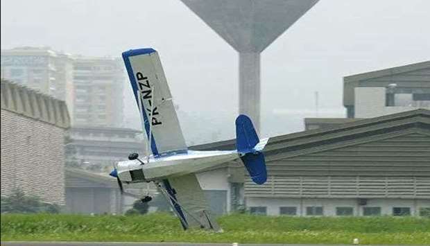   September 24, 2010 file picture of a Super Decathlon plane crashing at Bandung, Indonesia 