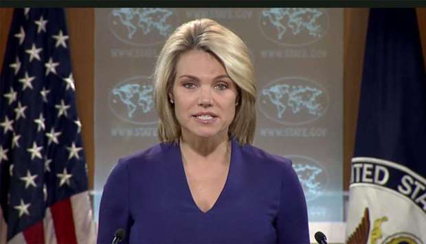 Spokeswoman Heather Nauert told reporters it was ,unfortunate, to have watched a video animation that depicted a nuclear attack on the United States.