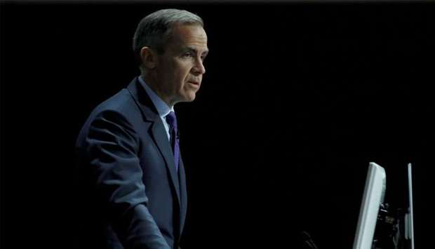 The Governor of the Bank of England, Mark Carney, speaks to the Scottish Economics Forum, via a live feed, in central London