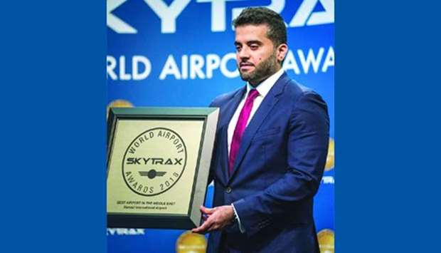 HIA chief operating officer Badr Mohamed al-Meer with the Best Airport in the Middle East Award.