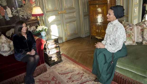Her Highness Sheikha Moza bint Nasser with the Mayor of Paris, Anne Hidalgo. PICTURES: AR al-Baker/HOPPL