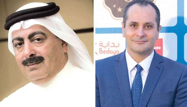 Qatar Rugby Federation President Yousef al-Kuwari and  Aqeeq Holdings CEO Michael Ibrahim.