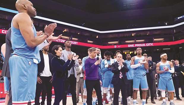 Sacramento Kings majority owner Vivek Ranadive addresses the fans after the game at Golden 1 Centre. PICTURE: USA TODAY Sports