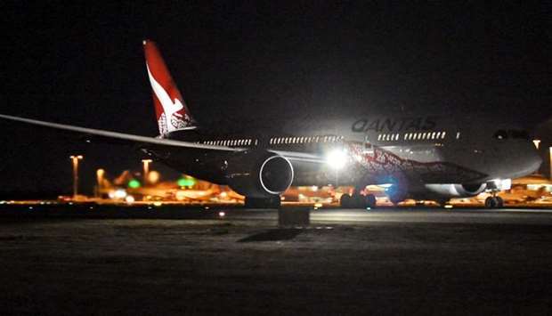 Qantas' 787 Dreamliner takes off on its inaugural flight from Perth to London on March 24