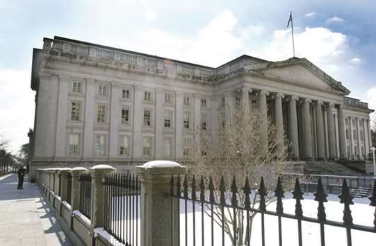 The US Treasury building in Washington, DC. The Treasury will probably auction about $294bn of bills and notes this week, its largest slate of supply ever.