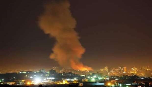 Smoke seen rising after an airstrike  north of the Rafah crossing. Picture: Social media