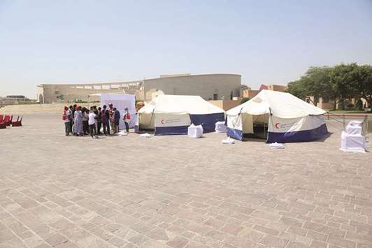 SHELTER: Special shelter tents used by QRCS.