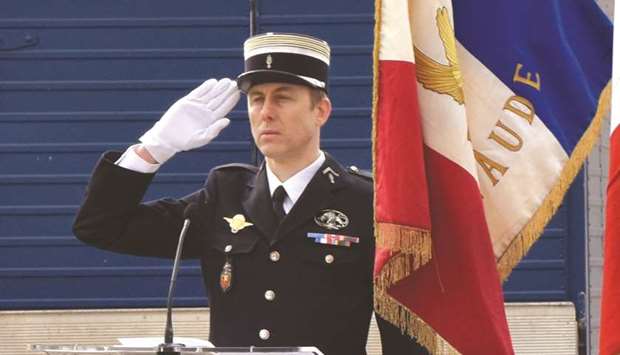 A photo released by the French Gendarmerie shows Beltrame, the gendarme who voluntarily took the place of a hostage during a deadly supermarket siege in southwestern France on March 23.