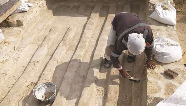 Excavations and conservation works in Al Zubarahu2019s date press site.
