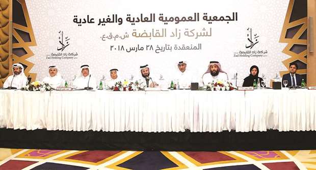Sheikh Talal presides over the annual general meeting on behalf of ZAD Holding chairman Sheikh Nasser bin Mohamed bin Jabor al-Thani. PICTURE: Jayaram