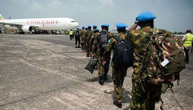 UN peacekeepers from Nigeria leave Liberia