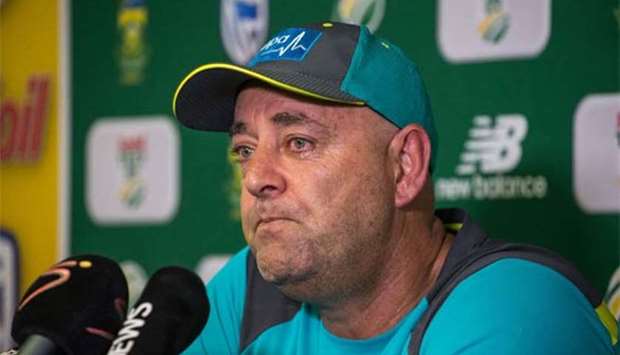 Australia cricket coach Darren Lehmann listens to questions during a press conference in Johannesburg on Thursday at which he announced his resignation after the forthcoming Test against South Africa.