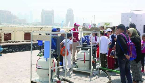 Qatar Red Crescent Society's water and sanitation unit seen at the exhibition.