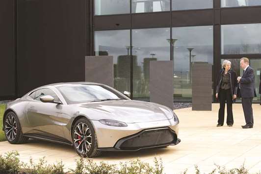 Prime Minister Theresa May visits the Aston Martin car factory at St Athan, Vale of Glamorgan in South Wales.