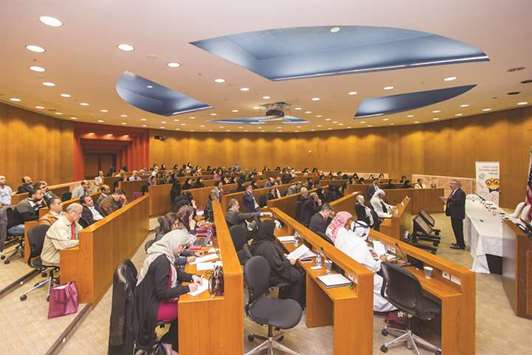 STEM education expert Dr Michael de Miranda giving a presentation to STEM teachers in Qatar.