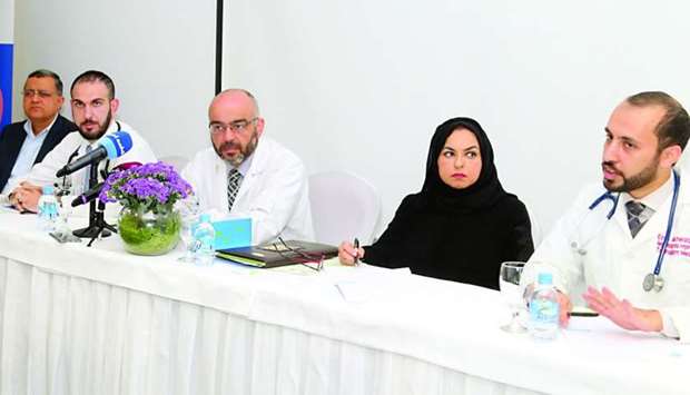 Dr Hassan al-Malki, Dr Essa Abuhelaiqa, Dr Mohamed Mahmood T A al-Kadi and Sheikha Lina bint Nasser at the press conference. PICTURE: Jayan Orma