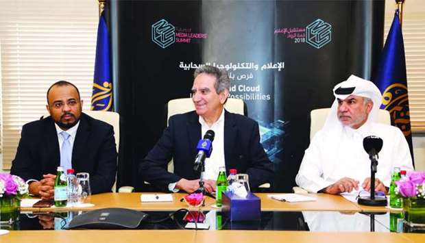 Al Jazeera Media Network officials announcing the details of the conference on Sundayrnrn